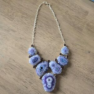 Purple Geode Statement Necklace